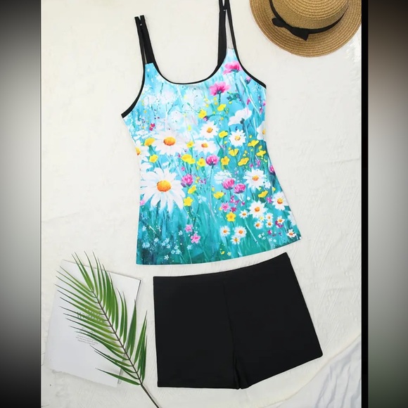 boutique Other - New Watercolor floral tankini set swimsuit bathing suit women’s Large 12 14